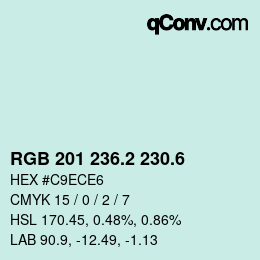 カラーコード: RGB 201 236.2 230.6 | qconv.com