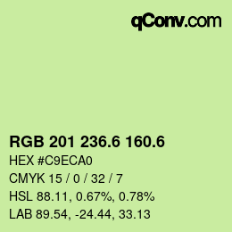 カラーコード: RGB 201 236.6 160.6 | qconv.com