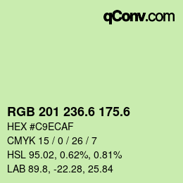 カラーコード: RGB 201 236.6 175.6 | qconv.com