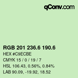 カラーコード: RGB 201 236.6 190.6 | qconv.com