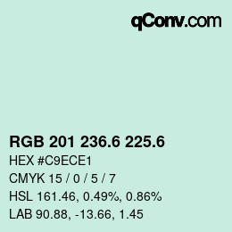 カラーコード: RGB 201 236.6 225.6 | qconv.com
