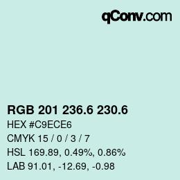 カラーコード: RGB 201 236.6 230.6 | qconv.com