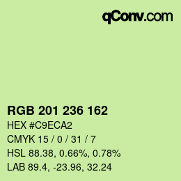 Color code: RGB 201 236 162 | qconv.com