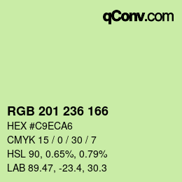 カラーコード: RGB 201 236 166 | qconv.com
