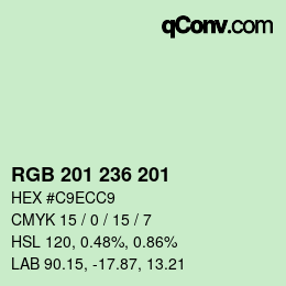 Color code: RGB 201 236 201 | qconv.com