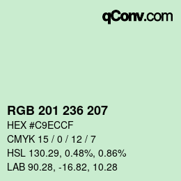 カラーコード: RGB 201 236 207 | qconv.com