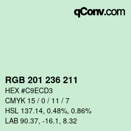 カラーコード: RGB 201 236 211 | qconv.com