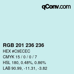 Color code: RGB 201 236 236 | qconv.com