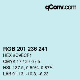 カラーコード: RGB 201 236 241 | qconv.com