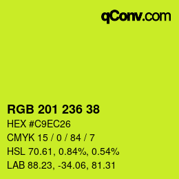 カラーコード: RGB 201 236 38 | qconv.com
