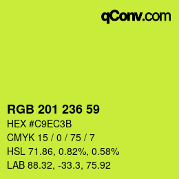Color code: RGB 201 236 59 | qconv.com