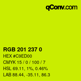 Color code: RGB 201 237 0 | qconv.com