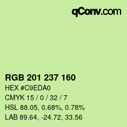 Color code: RGB 201 237 160 | qconv.com