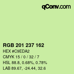 Color code: RGB 201 237 162 | qconv.com