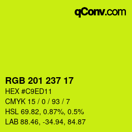 Color code: RGB 201 237 17 | qconv.com