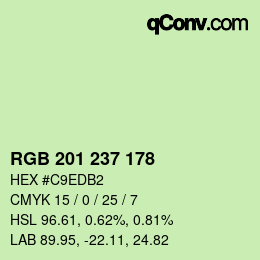 Color code: RGB 201 237 178 | qconv.com