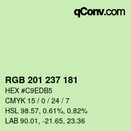 Color code: RGB 201 237 181 | qconv.com
