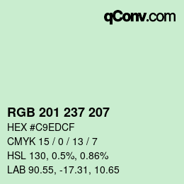 Farbcode: RGB 201 237 207 | qconv.com