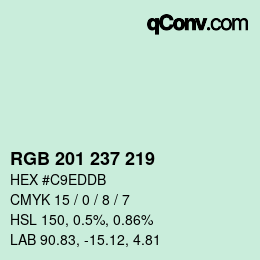 Color code: RGB 201 237 219 | qconv.com