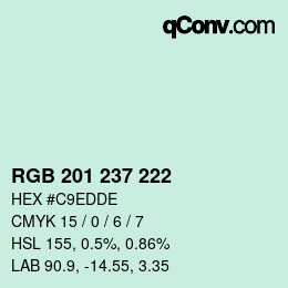 Color code: RGB 201 237 222 | qconv.com