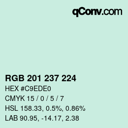 Color code: RGB 201 237 224 | qconv.com