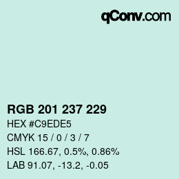 Color code: RGB 201 237 229 | qconv.com