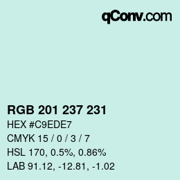 Color code: RGB 201 237 231 | qconv.com