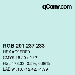 Color code: RGB 201 237 233 | qconv.com