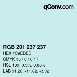 Color code: RGB 201 237 237 | qconv.com