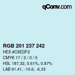 カラーコード: RGB 201 237 242 | qconv.com