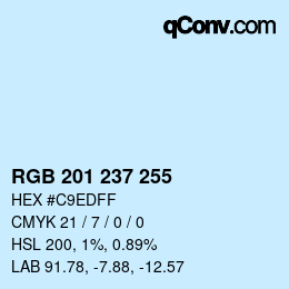 Color code: RGB 201 237 255 | qconv.com