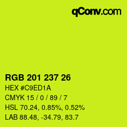 Color code: RGB 201 237 26 | qconv.com