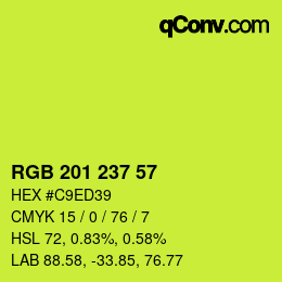カラーコード: RGB 201 237 57 | qconv.com