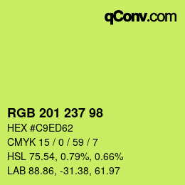Color code: RGB 201 237 98 | qconv.com