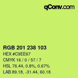 Color code: RGB 201 238 103 | qconv.com