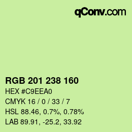 Color code: RGB 201 238 160 | qconv.com