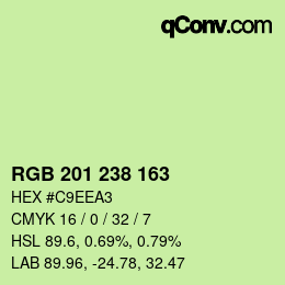 カラーコード: RGB 201 238 163 | qconv.com