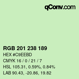 カラーコード: RGB 201 238 189 | qconv.com