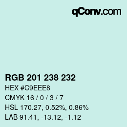 カラーコード: RGB 201 238 232 | qconv.com