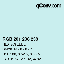 Color code: RGB 201 238 238 | qconv.com