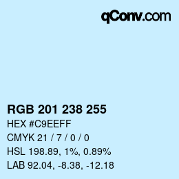 Color code: RGB 201 238 255 | qconv.com