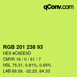 Color code: RGB 201 238 93 | qconv.com
