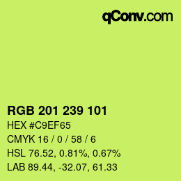 Color code: RGB 201 239 101 | qconv.com