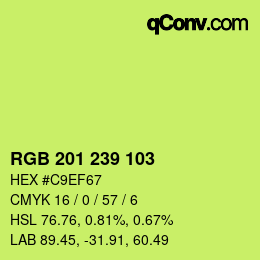 Color code: RGB 201 239 103 | qconv.com