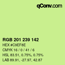 Color code: RGB 201 239 142 | qconv.com