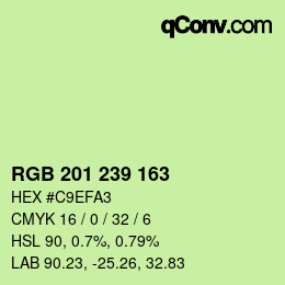 Color code: RGB 201 239 163 | qconv.com