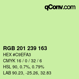 Color code: RGB 201 239 163 | qconv.com