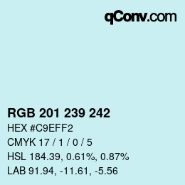 Color code: RGB 201 239 242 | qconv.com
