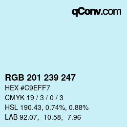 Color code: RGB 201 239 247 | qconv.com