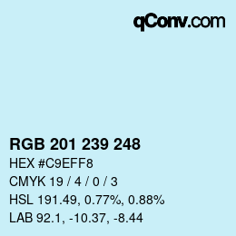 Color code: RGB 201 239 248 | qconv.com